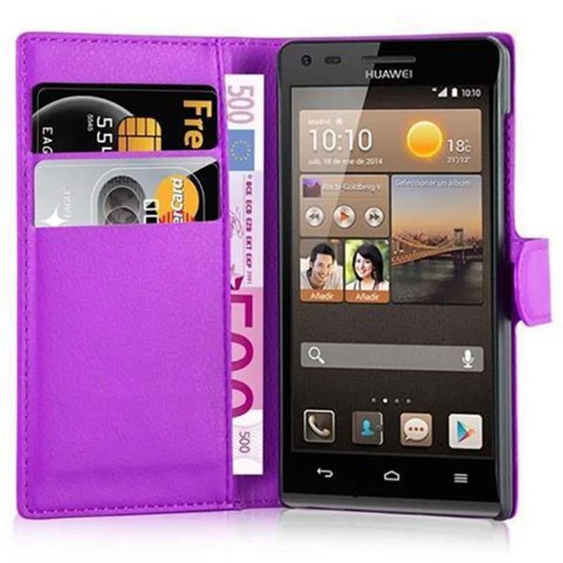 Cadorabo Hülle kompatibel mit Huawei ASCEND G6 Schutzhülle mit Magnetverschluss, Standfunktion und Kartenfach
