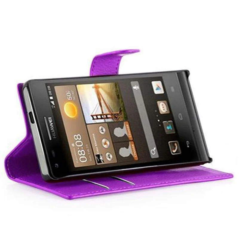 Cadorabo Hülle kompatibel mit Huawei ASCEND G6 Schutzhülle mit Magnetverschluss, Standfunktion und Kartenfach