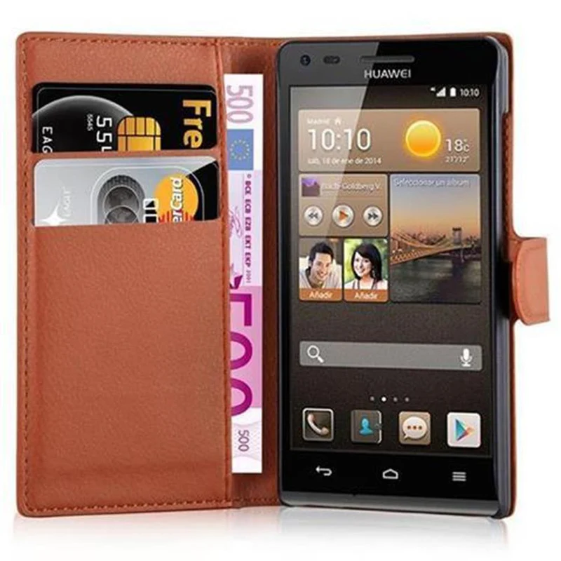 Cadorabo Hülle kompatibel mit Huawei ASCEND G6 Schutzhülle mit Magnetverschluss, Standfunktion und Kartenfach