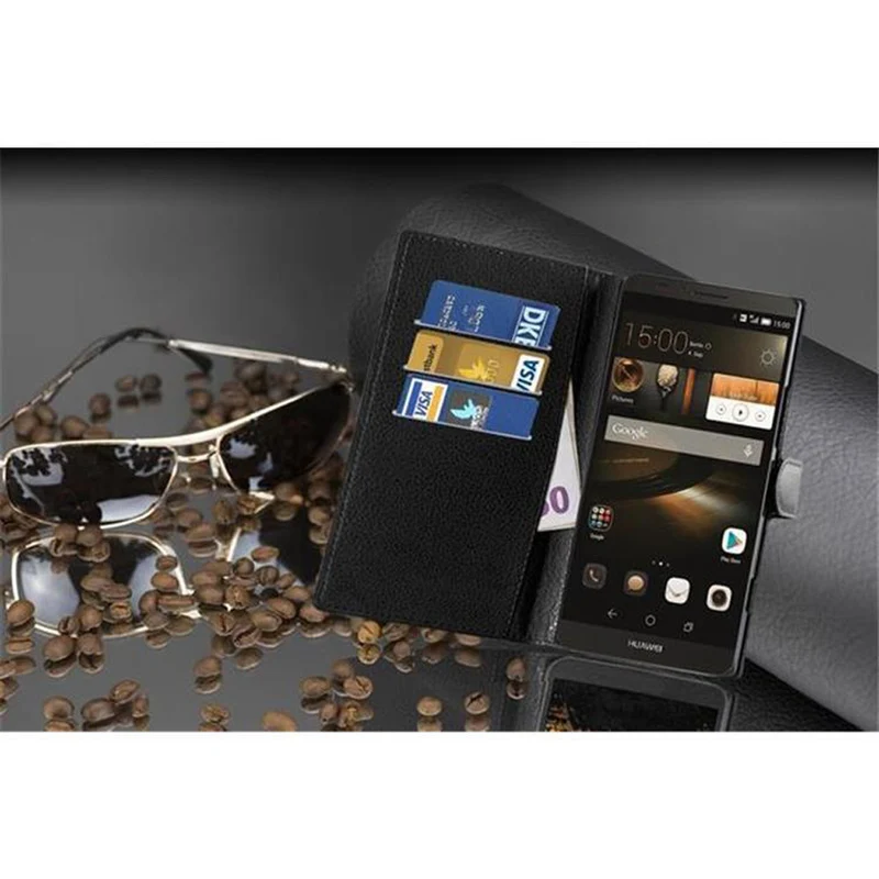 Cadorabo Hülle kompatibel mit Huawei D3 MATE 7 Schutzhülle mit Magnetverschluss, Standfunktion und Kartenfach