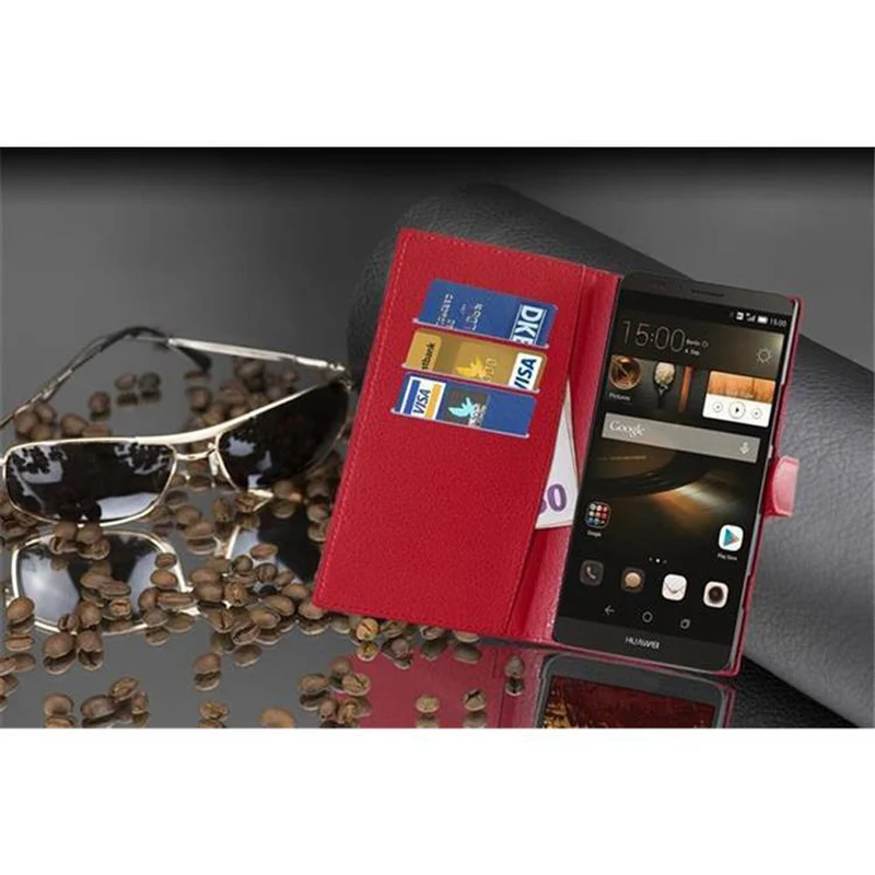 Cadorabo Hülle kompatibel mit Huawei D3 MATE 7 Schutzhülle mit Magnetverschluss, Standfunktion und Kartenfach