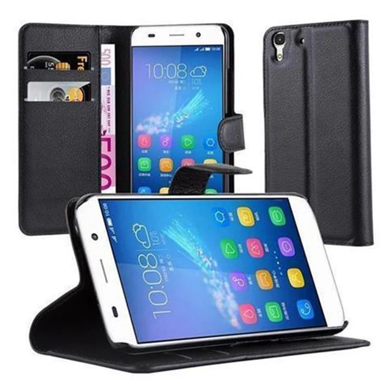 Cadorabo Hülle kompatibel mit Huawei Y6 2015 / Honor 4A Schutzhülle mit Magnetverschluss, Standfunktion und Kartenfach