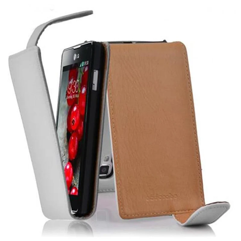 Cadorabo Hülle kompatibel mit LG OPTIMUS L7 II Schutzhülle im Flip Design aus strukturiertem Kunstleder