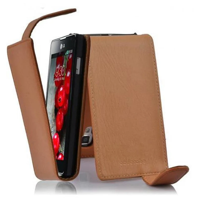 Cadorabo Hülle kompatibel mit LG OPTIMUS L7 II Schutzhülle im Flip Design aus strukturiertem Kunstleder