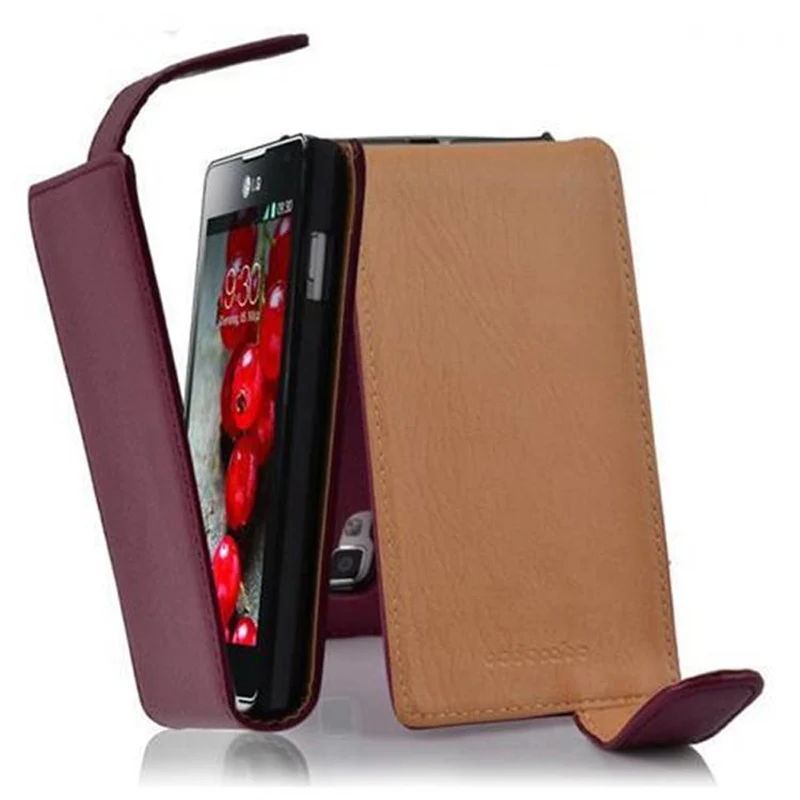 Cadorabo Hülle kompatibel mit LG OPTIMUS L7 II Schutzhülle im Flip Design aus strukturiertem Kunstleder