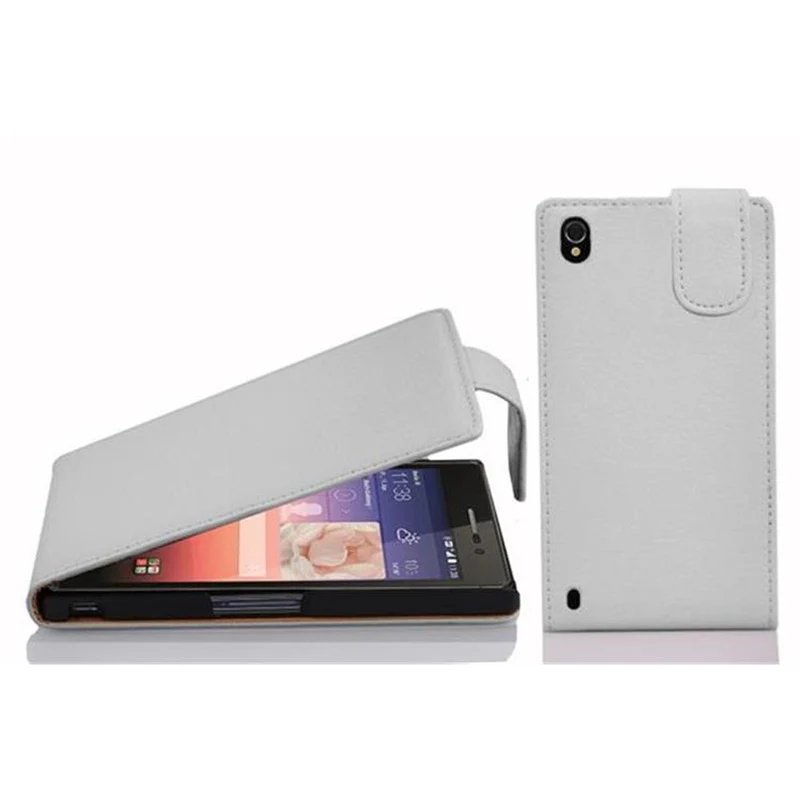 Cadorabo Hülle kompatibel mit Huawei ASCEND P7 Schutzhülle im Flip Design aus strukturiertem Kunstleder