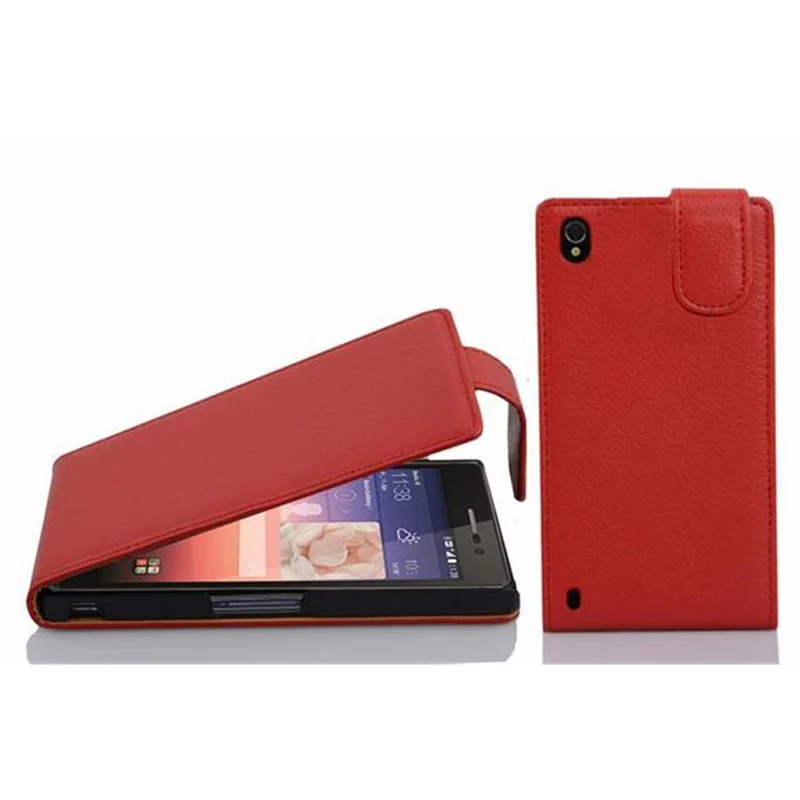 Cadorabo Hülle kompatibel mit Huawei ASCEND P7 Schutzhülle im Flip Design aus strukturiertem Kunstleder