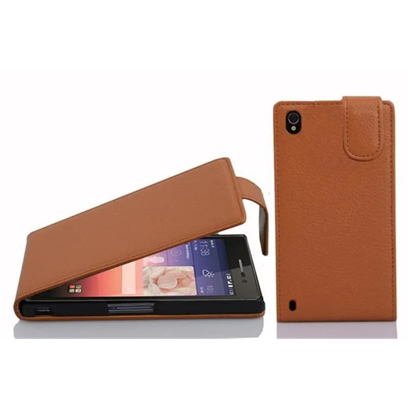 Cadorabo Hülle kompatibel mit Huawei ASCEND P7 Schutzhülle im Flip Design aus strukturiertem Kunstleder