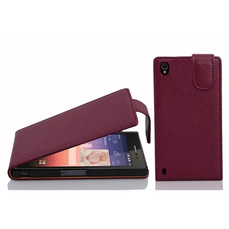 Cadorabo Hülle kompatibel mit Huawei ASCEND P7 Schutzhülle im Flip Design aus strukturiertem Kunstleder