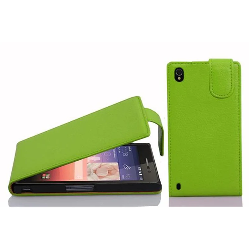 Cadorabo Hülle kompatibel mit Huawei ASCEND P7 Schutzhülle im Flip Design aus strukturiertem Kunstleder