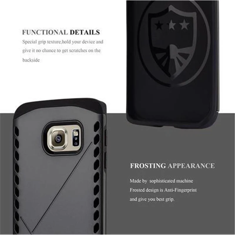 Cadorabo Hülle kompatibel mit Samsung Galaxy S6 EDGE Outdoor Hybrid Hard Case Schutzhülle im Heavy Duty Design