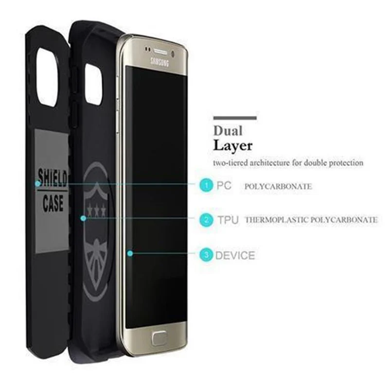 Cadorabo Hülle kompatibel mit Samsung Galaxy S6 EDGE Outdoor Hybrid Hard Case Schutzhülle im Heavy Duty Design