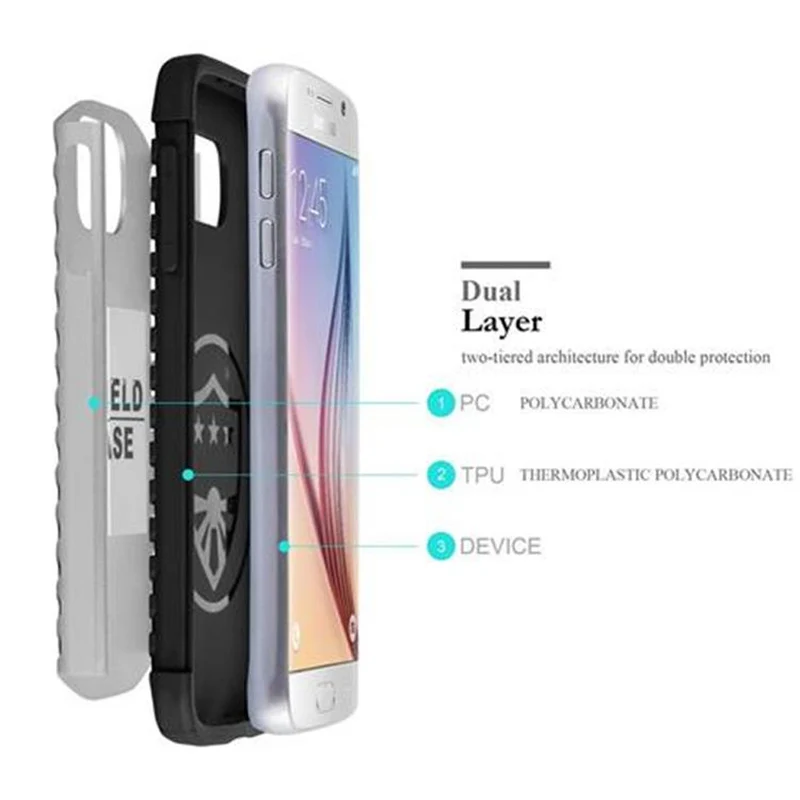 Cadorabo Hülle kompatibel mit Samsung Galaxy S6 Outdoor Hybrid Hard Case Schutzhülle im Heavy Duty Design