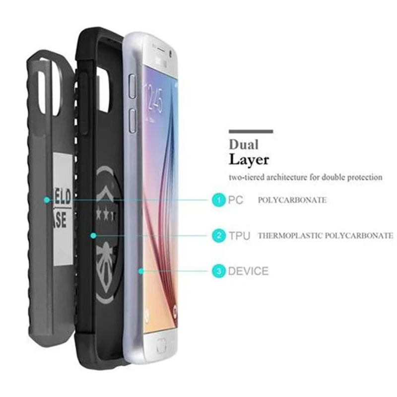 Cadorabo Hülle kompatibel mit Samsung Galaxy S6 Outdoor Hybrid Hard Case Schutzhülle im Heavy Duty Design