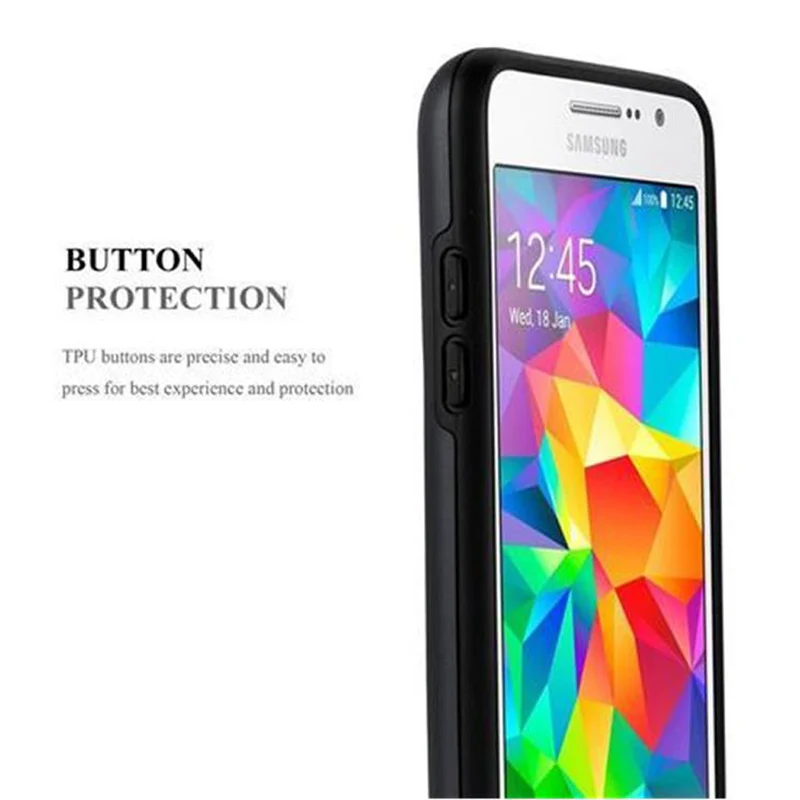 Cadorabo Hülle kompatibel mit Samsung Galaxy GRAND PRIME Outdoor Hybrid Hard Case Schutzhülle mit Kartenfach im Heavy Duty Design