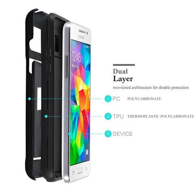 Cadorabo Hülle kompatibel mit Samsung Galaxy GRAND PRIME Outdoor Hybrid Hard Case Schutzhülle mit Kartenfach im Heavy Duty Design