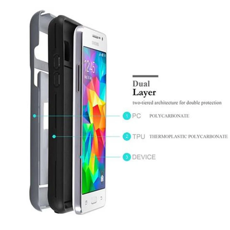 Cadorabo Hülle kompatibel mit Samsung Galaxy GRAND PRIME Outdoor Hybrid Hard Case Schutzhülle mit Kartenfach im Heavy Duty Design