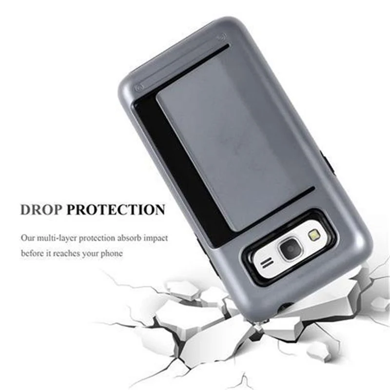 Cadorabo Hülle kompatibel mit Samsung Galaxy GRAND PRIME Outdoor Hybrid Hard Case Schutzhülle mit Kartenfach im Heavy Duty Design
