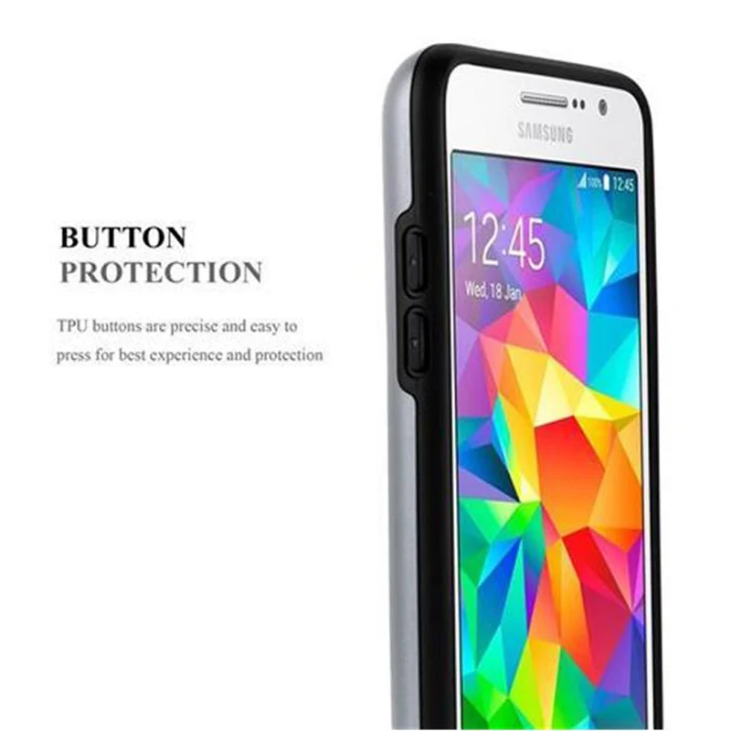 Cadorabo Hülle kompatibel mit Samsung Galaxy GRAND PRIME Outdoor Hybrid Hard Case Schutzhülle mit Kartenfach im Heavy Duty Design