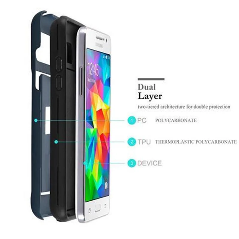 Cadorabo Hülle kompatibel mit Samsung Galaxy GRAND PRIME Outdoor Hybrid Hard Case Schutzhülle mit Kartenfach im Heavy Duty Design