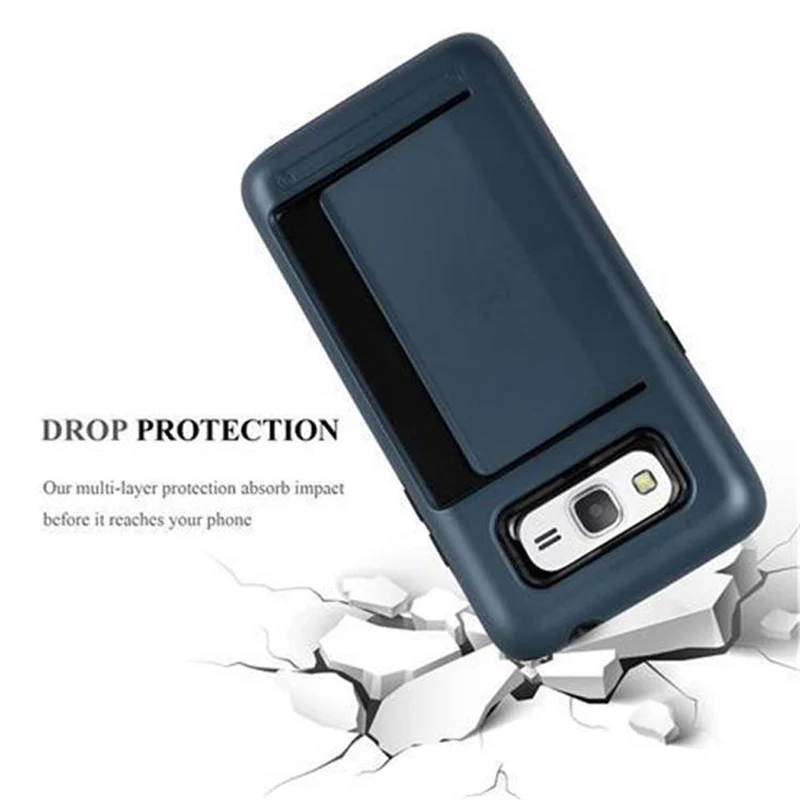 Cadorabo Hülle kompatibel mit Samsung Galaxy GRAND PRIME Outdoor Hybrid Hard Case Schutzhülle mit Kartenfach im Heavy Duty Design