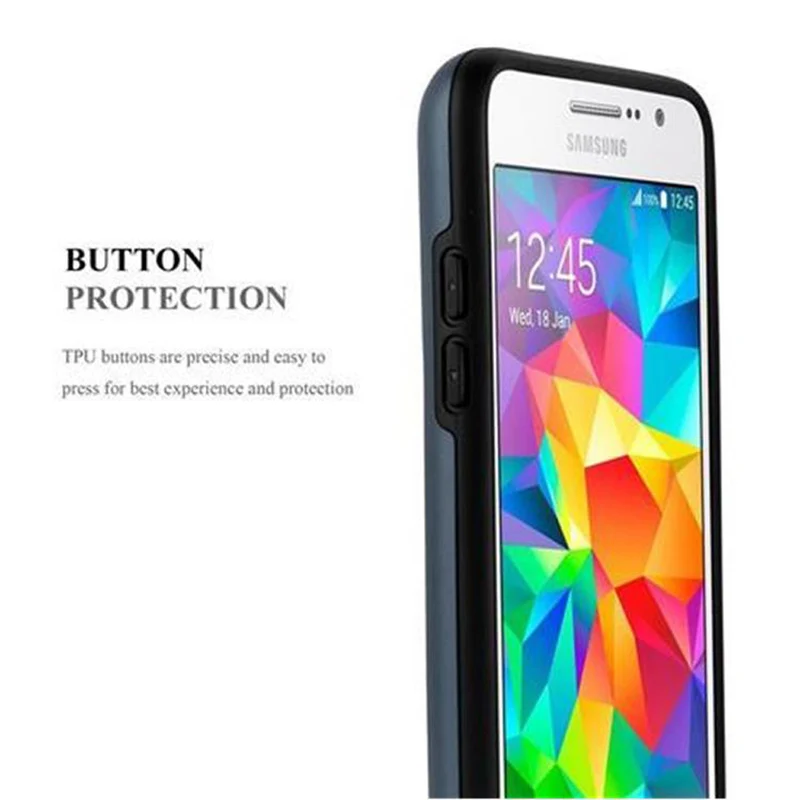 Cadorabo Hülle kompatibel mit Samsung Galaxy GRAND PRIME Outdoor Hybrid Hard Case Schutzhülle mit Kartenfach im Heavy Duty Design