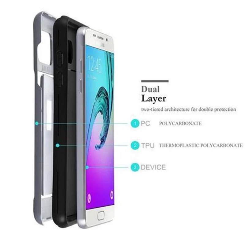 Cadorabo Hülle kompatibel mit Samsung Galaxy A5 2016 Outdoor Hybrid Hard Case Schutzhülle mit Kartenfach im Heavy Duty Design