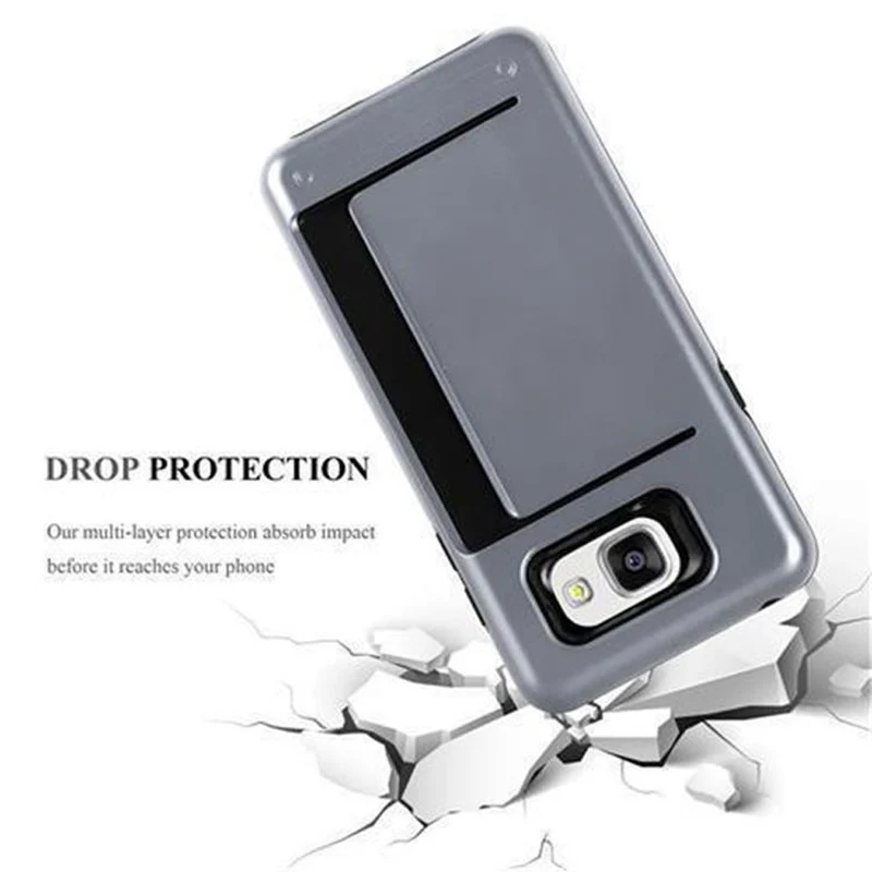 Cadorabo Hülle kompatibel mit Samsung Galaxy A5 2016 Outdoor Hybrid Hard Case Schutzhülle mit Kartenfach im Heavy Duty Design