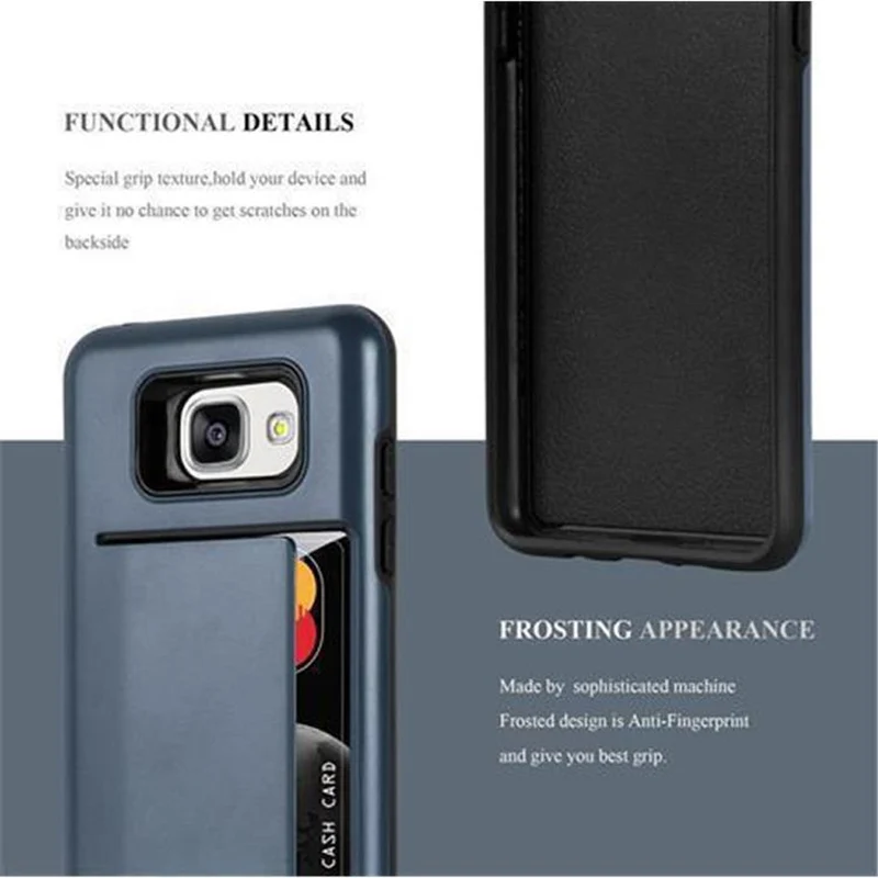 Cadorabo Hülle kompatibel mit Samsung Galaxy A5 2016 Outdoor Hybrid Hard Case Schutzhülle mit Kartenfach im Heavy Duty Design