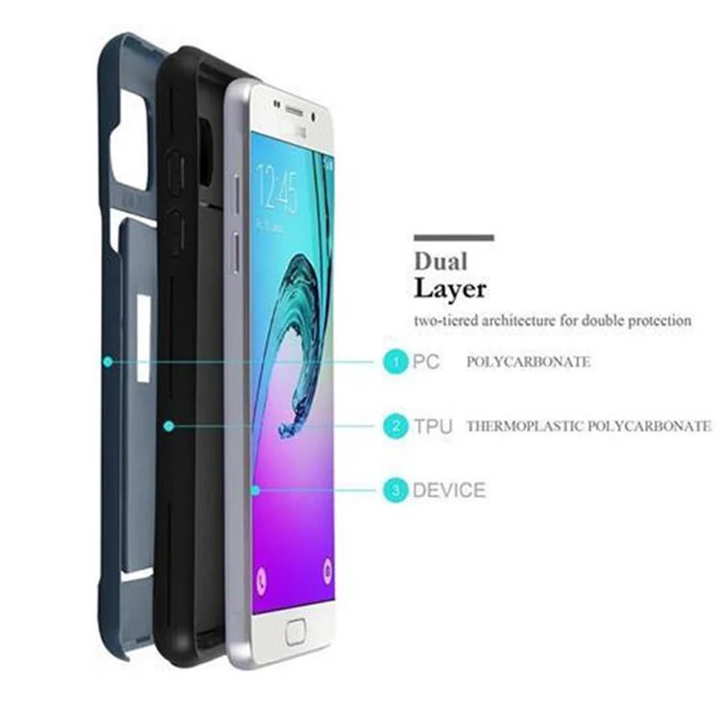 Cadorabo Hülle kompatibel mit Samsung Galaxy A5 2016 Outdoor Hybrid Hard Case Schutzhülle mit Kartenfach im Heavy Duty Design
