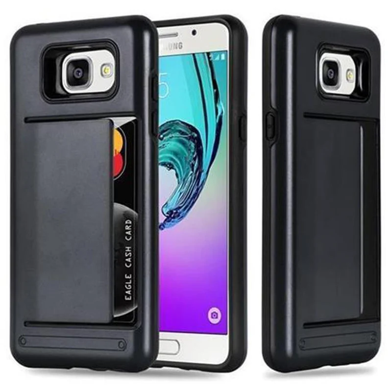Cadorabo Hülle kompatibel mit Samsung Galaxy A3 2016 Outdoor Hybrid Hard Case Schutzhülle mit Kartenfach im Heavy Duty Design