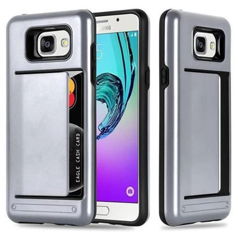 Cadorabo Hülle kompatibel mit Samsung Galaxy A3 2016 Outdoor Hybrid Hard Case Schutzhülle mit Kartenfach im Heavy Duty Design