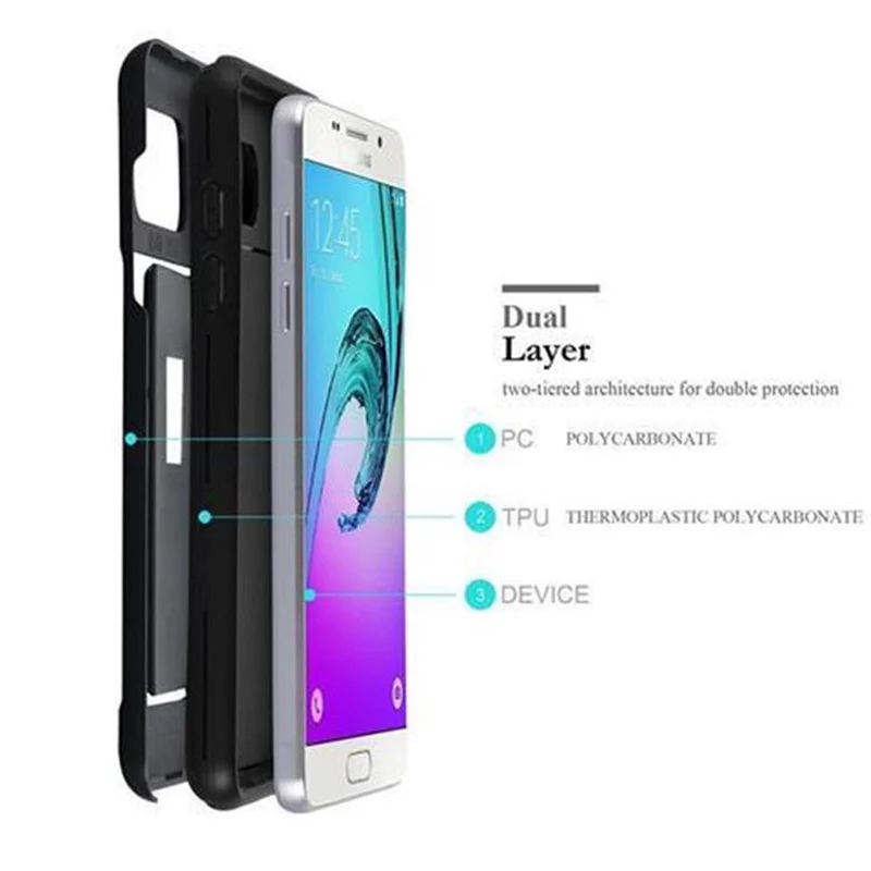 Cadorabo Hülle kompatibel mit Samsung Galaxy A3 2016 Outdoor Hybrid Hard Case Schutzhülle mit Kartenfach im Heavy Duty Design