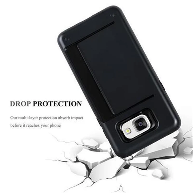 Cadorabo Hülle kompatibel mit Samsung Galaxy A3 2016 Outdoor Hybrid Hard Case Schutzhülle mit Kartenfach im Heavy Duty Design
