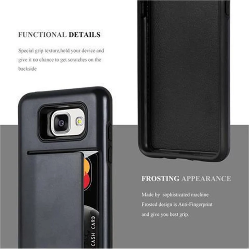 Cadorabo Hülle kompatibel mit Samsung Galaxy A3 2016 Outdoor Hybrid Hard Case Schutzhülle mit Kartenfach im Heavy Duty Design