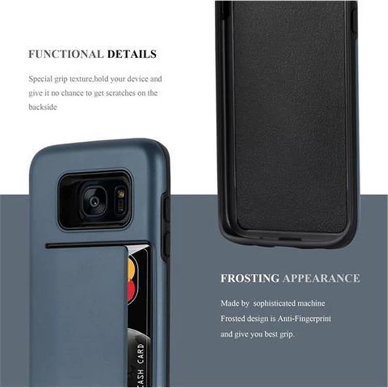 Cadorabo Hülle kompatibel mit Samsung Galaxy S7 EDGE Outdoor Hybrid Hard Case Schutzhülle mit Kartenfach im Heavy Duty Design