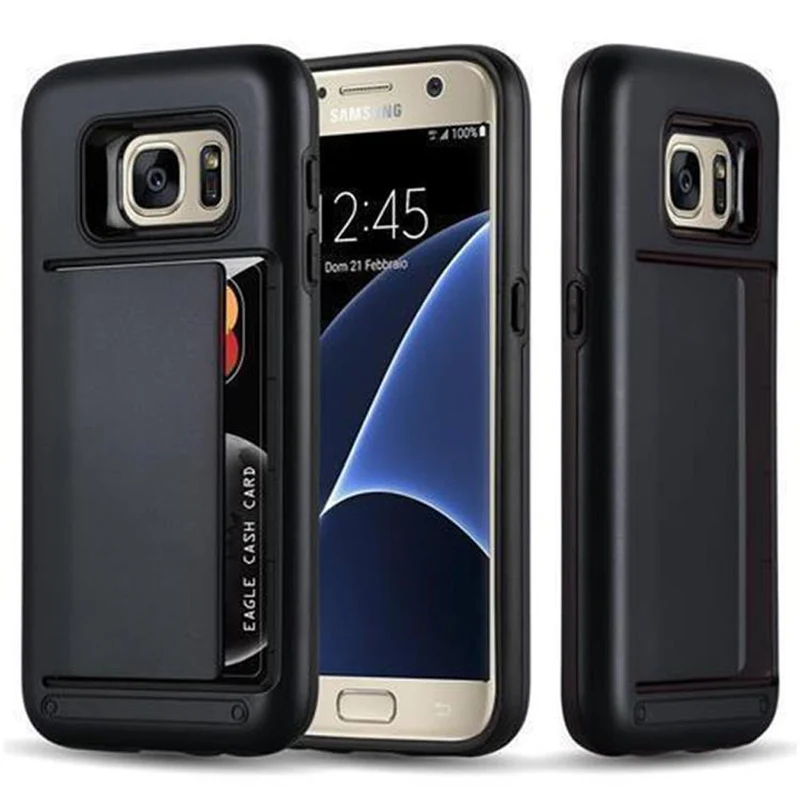 Cadorabo Hülle kompatibel mit Samsung Galaxy S7 Outdoor Hybrid Hard Case Schutzhülle mit Kartenfach im Heavy Duty Design