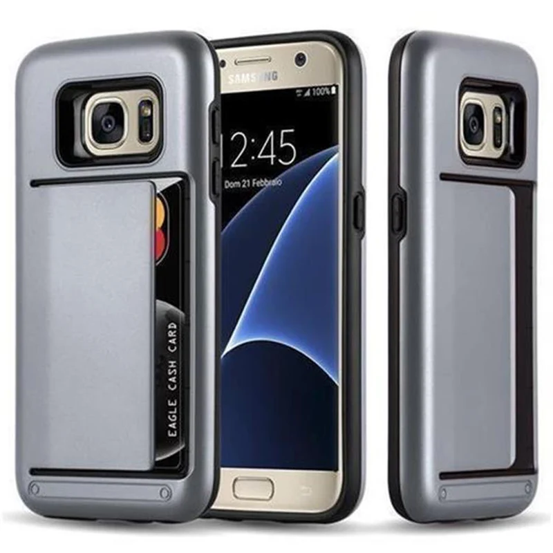 Cadorabo Hülle kompatibel mit Samsung Galaxy S7 Outdoor Hybrid Hard Case Schutzhülle mit Kartenfach im Heavy Duty Design