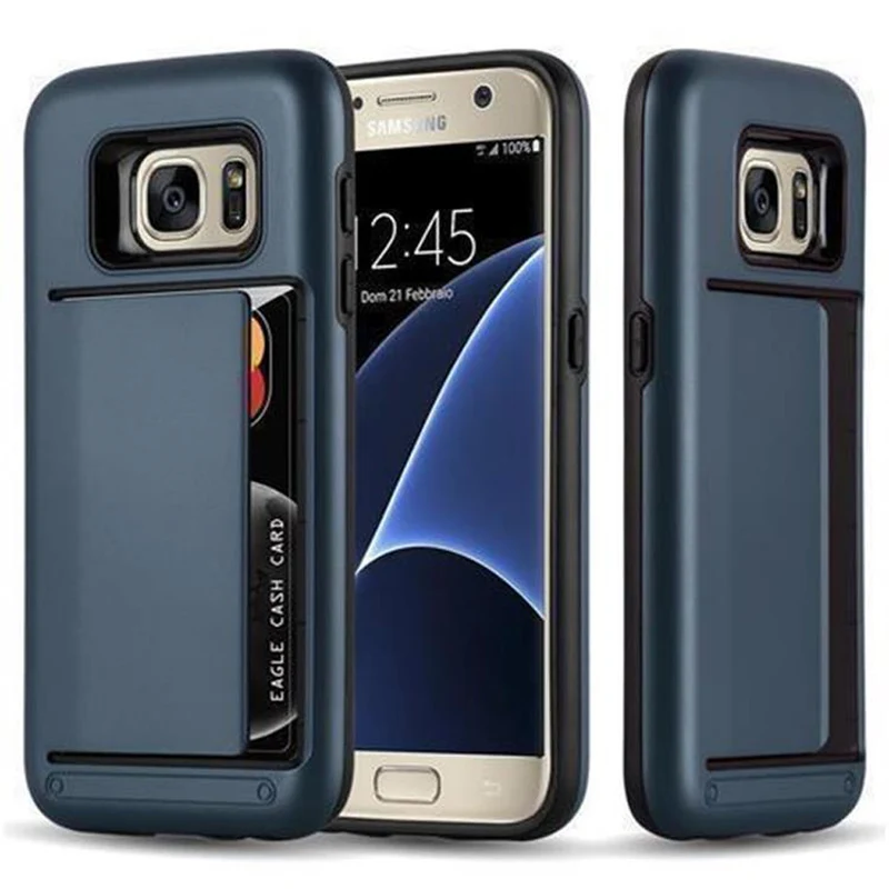 Cadorabo Hülle kompatibel mit Samsung Galaxy S7 Outdoor Hybrid Hard Case Schutzhülle mit Kartenfach im Heavy Duty Design