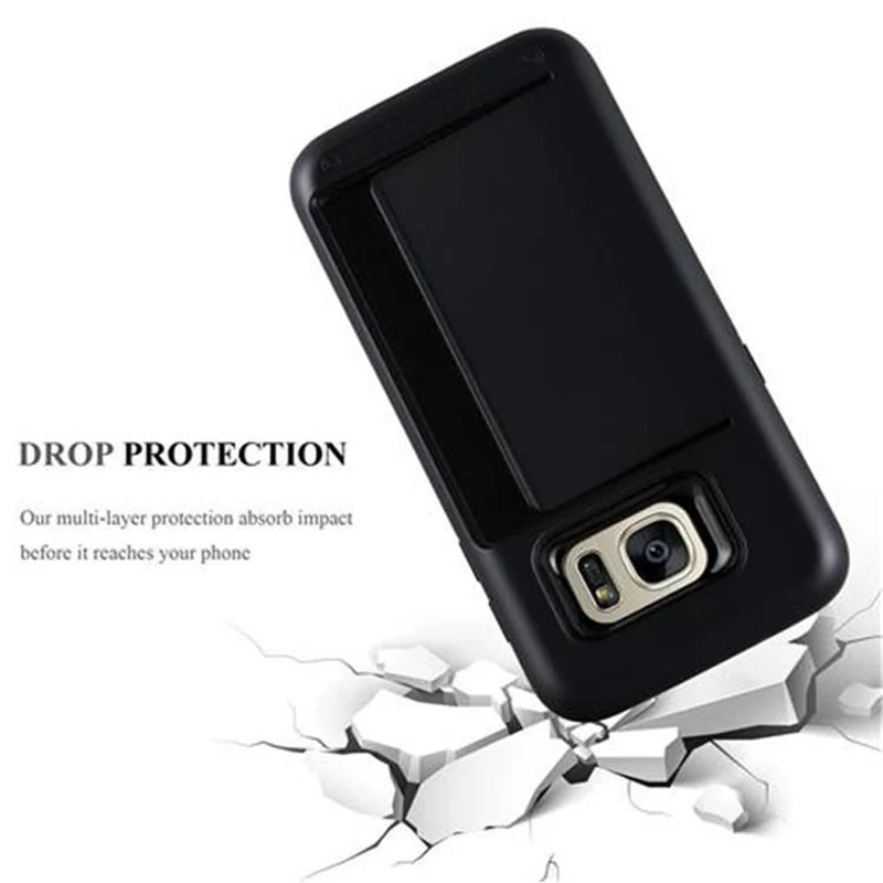 Cadorabo Hülle kompatibel mit Samsung Galaxy S7 Outdoor Hybrid Hard Case Schutzhülle mit Kartenfach im Heavy Duty Design
