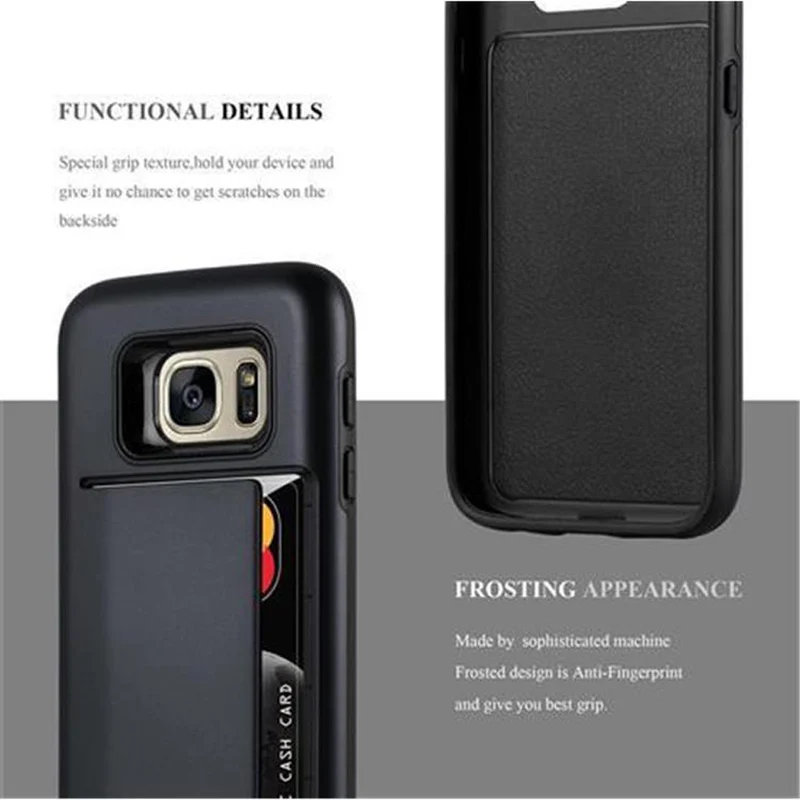 Cadorabo Hülle kompatibel mit Samsung Galaxy S7 Outdoor Hybrid Hard Case Schutzhülle mit Kartenfach im Heavy Duty Design