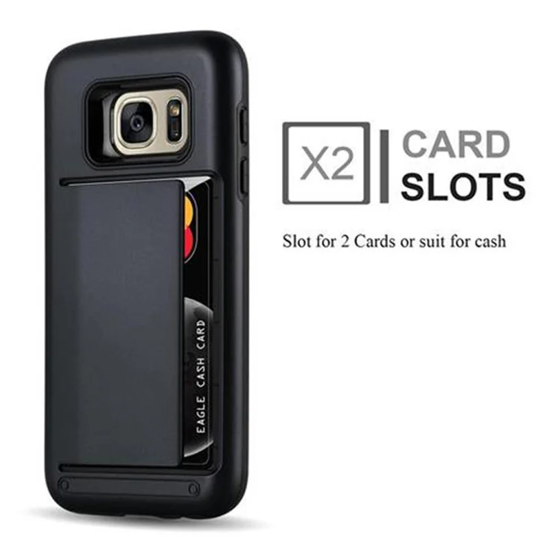 Cadorabo Hülle kompatibel mit Samsung Galaxy S7 Outdoor Hybrid Hard Case Schutzhülle mit Kartenfach im Heavy Duty Design