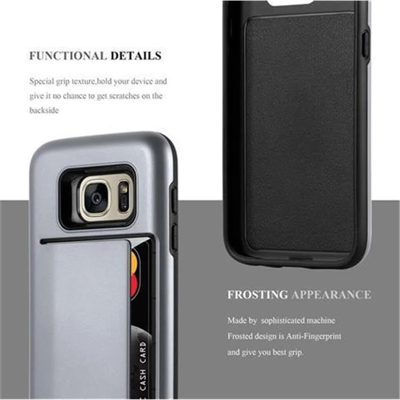 Cadorabo Hülle kompatibel mit Samsung Galaxy S7 Outdoor Hybrid Hard Case Schutzhülle mit Kartenfach im Heavy Duty Design