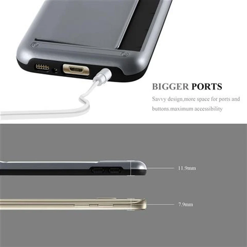 Cadorabo Hülle kompatibel mit Samsung Galaxy S7 Outdoor Hybrid Hard Case Schutzhülle mit Kartenfach im Heavy Duty Design