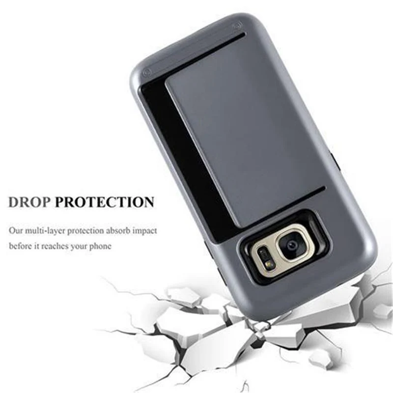 Cadorabo Hülle kompatibel mit Samsung Galaxy S7 Outdoor Hybrid Hard Case Schutzhülle mit Kartenfach im Heavy Duty Design