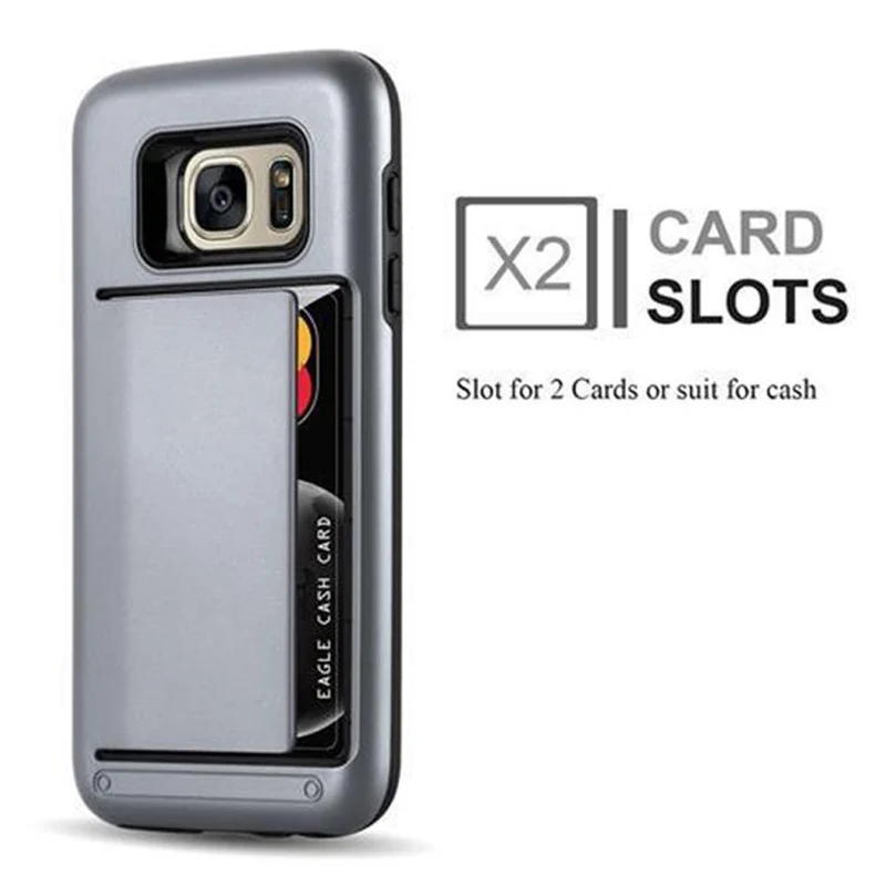 Cadorabo Hülle kompatibel mit Samsung Galaxy S7 Outdoor Hybrid Hard Case Schutzhülle mit Kartenfach im Heavy Duty Design
