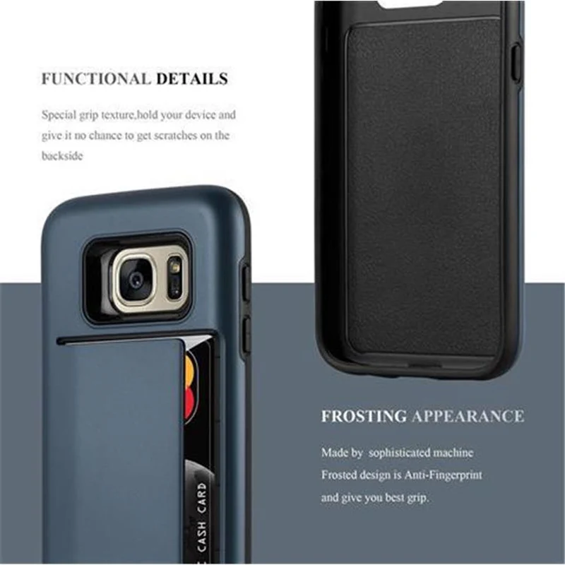 Cadorabo Hülle kompatibel mit Samsung Galaxy S7 Outdoor Hybrid Hard Case Schutzhülle mit Kartenfach im Heavy Duty Design