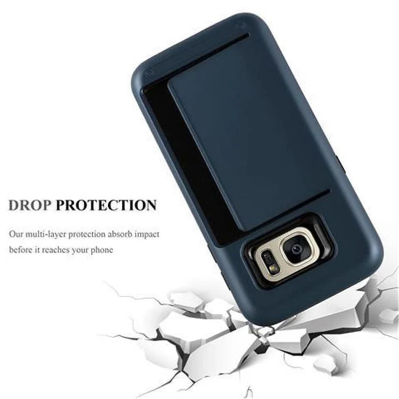 Cadorabo Hülle kompatibel mit Samsung Galaxy S7 Outdoor Hybrid Hard Case Schutzhülle mit Kartenfach im Heavy Duty Design