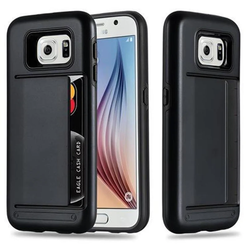 Cadorabo Hülle kompatibel mit Samsung Galaxy S6 Outdoor Hybrid Hard Case Schutzhülle mit Kartenfach im Heavy Duty Design