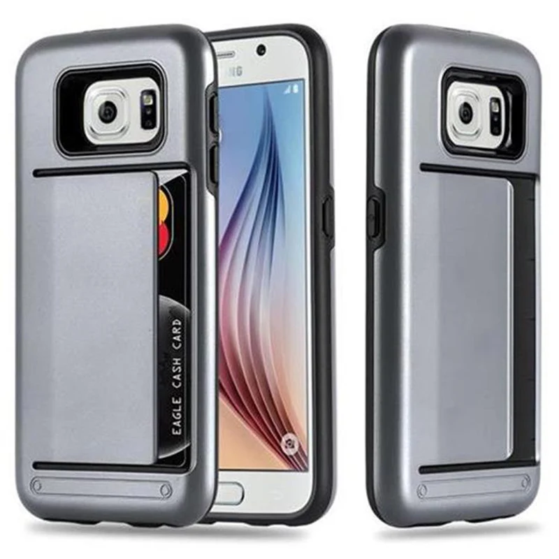 Cadorabo Hülle kompatibel mit Samsung Galaxy S6 Outdoor Hybrid Hard Case Schutzhülle mit Kartenfach im Heavy Duty Design